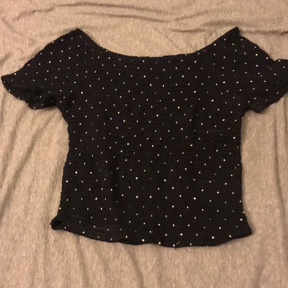Off the shoulder black and white